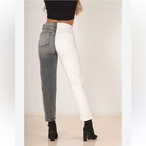 Revice Denim Highrise Two Tone White & Black Jeans
